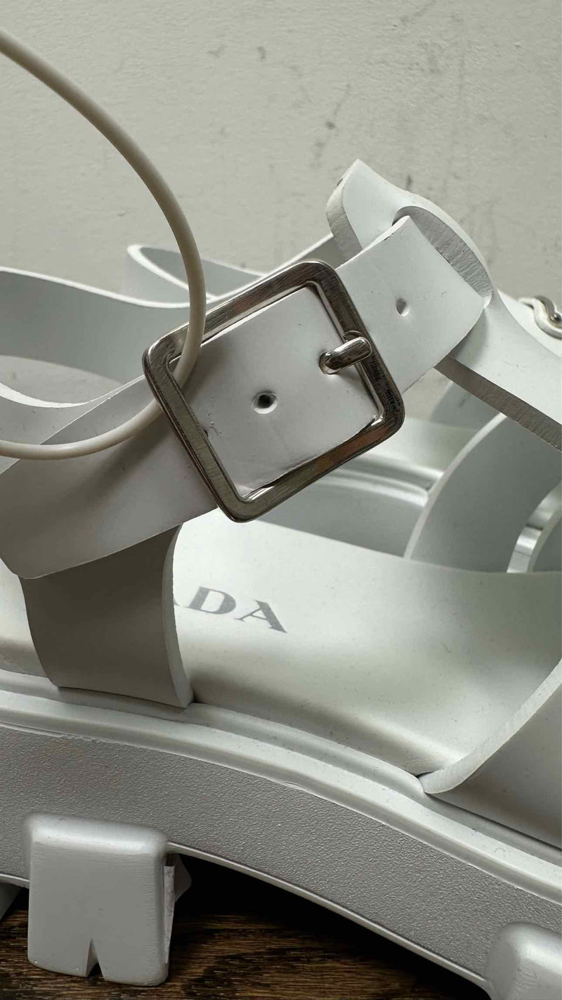 PRADA Soft Cage Blanco Sandals