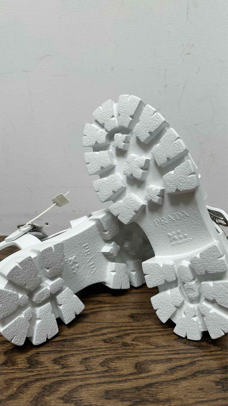PRADA Soft Cage Blanco Sandals