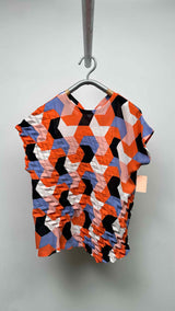Issey Miyake S/S Asymmetrical Geometric Strech Pleats Top