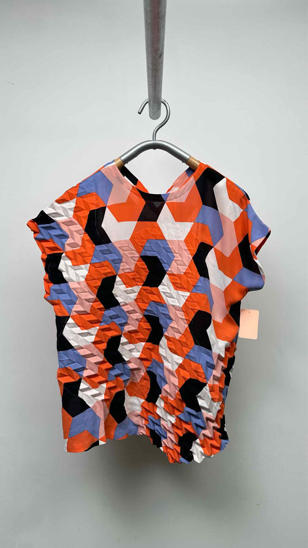 Issey Miyake S/S Asymmetrical Geometric Strech Pleats Top