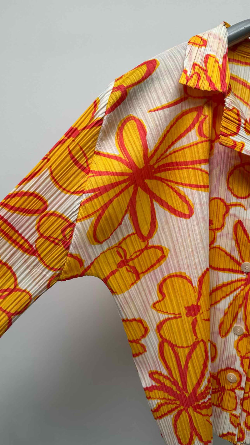 Pleats Please Floral Pleated  Shirt
