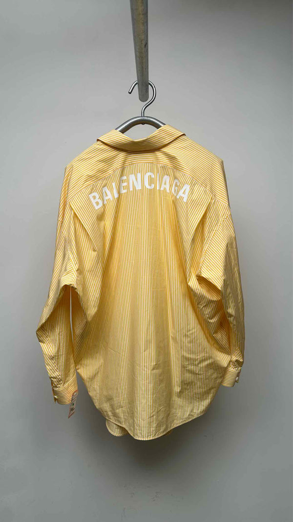 Balenciaga Back Logo Printed Oversized Stripe Shirt