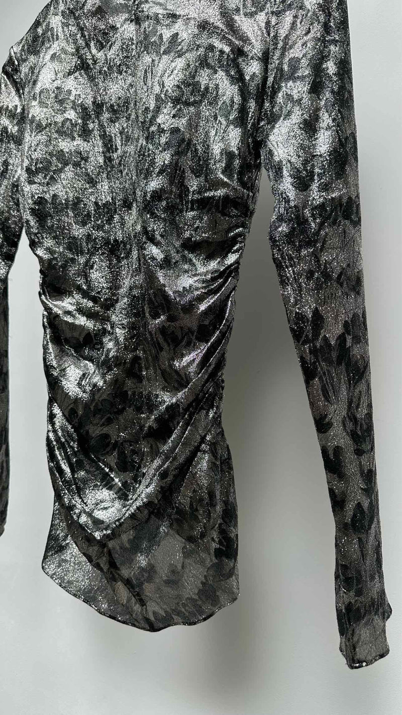 Isabel Marant L/S Floral Glitter Gathered Top