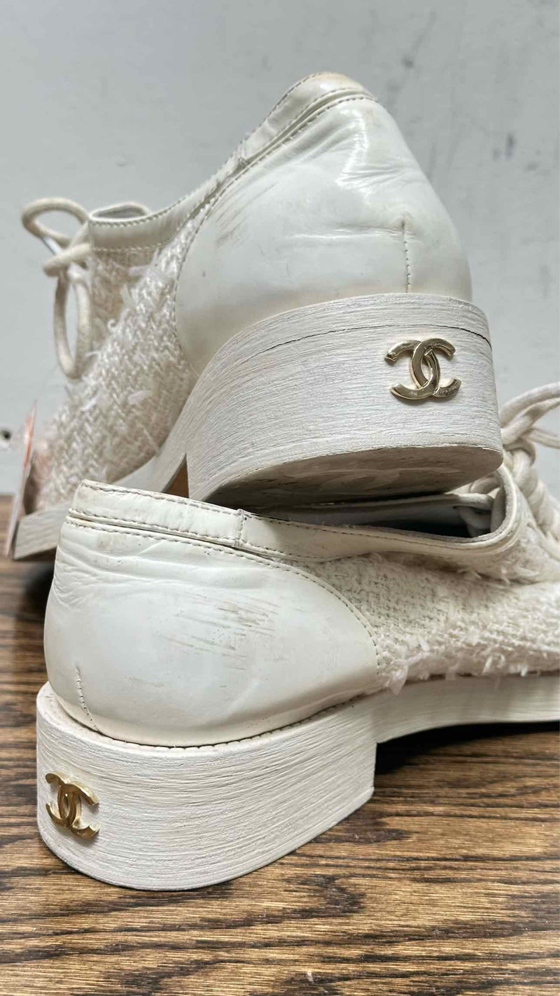 Chanel Tweed Patent Leather Sneakers