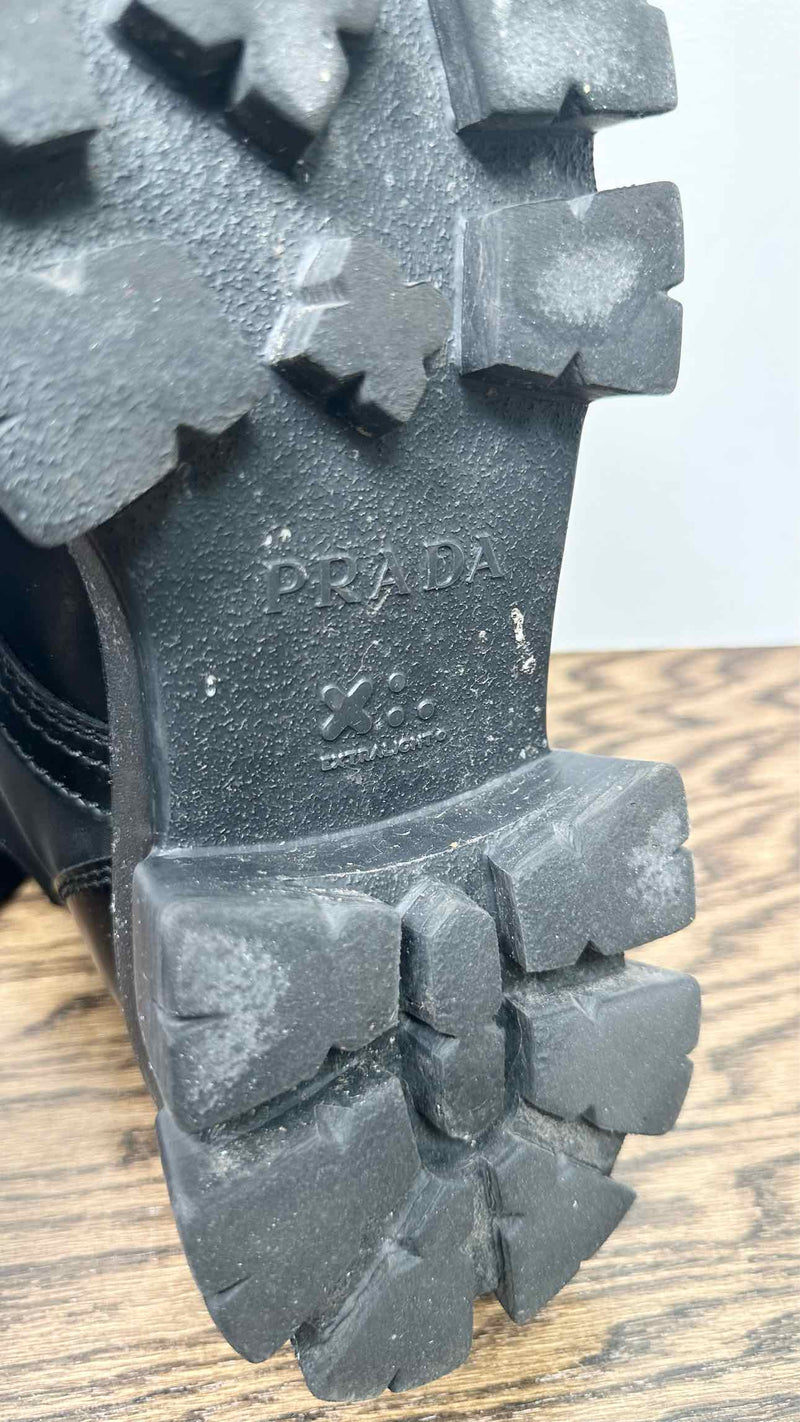 PRADA Monolith Brushed Leather Boots