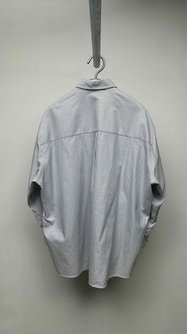 Victoria Beckham L/S Oversized Initial Stripe Embroidered Shirt