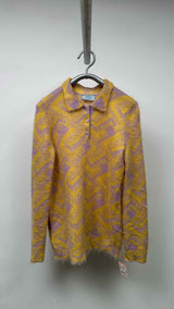 PRADA Geometric Mohair Oversized Knit Polo Sweater