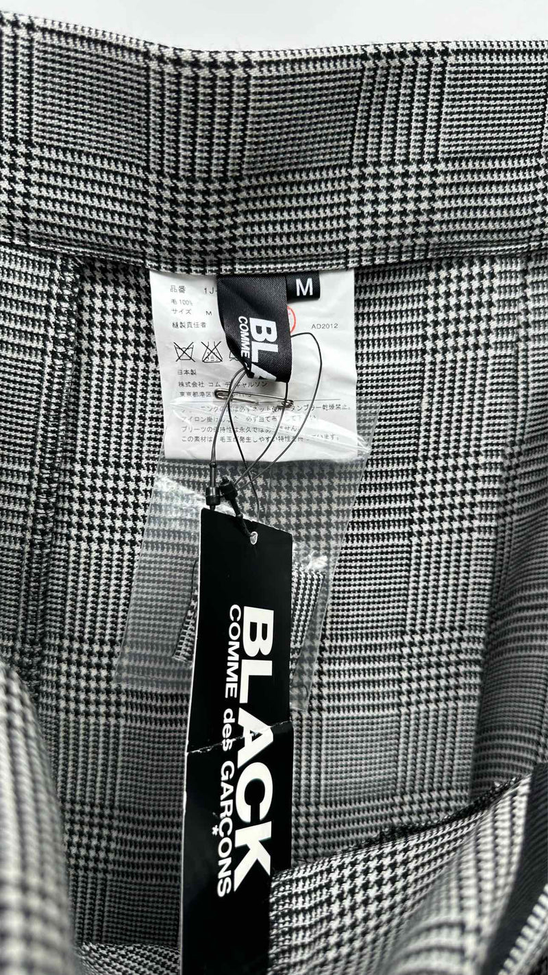 Comme des Garcons Black Houndstooth Pleated Long Skirt