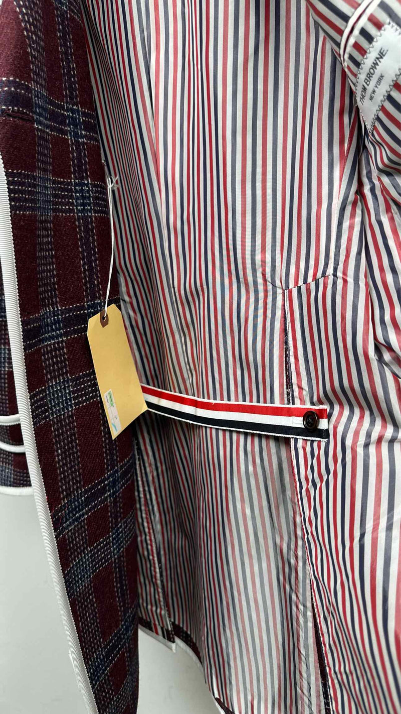 Thom Browne Double-Breats Plaid Trech Coat