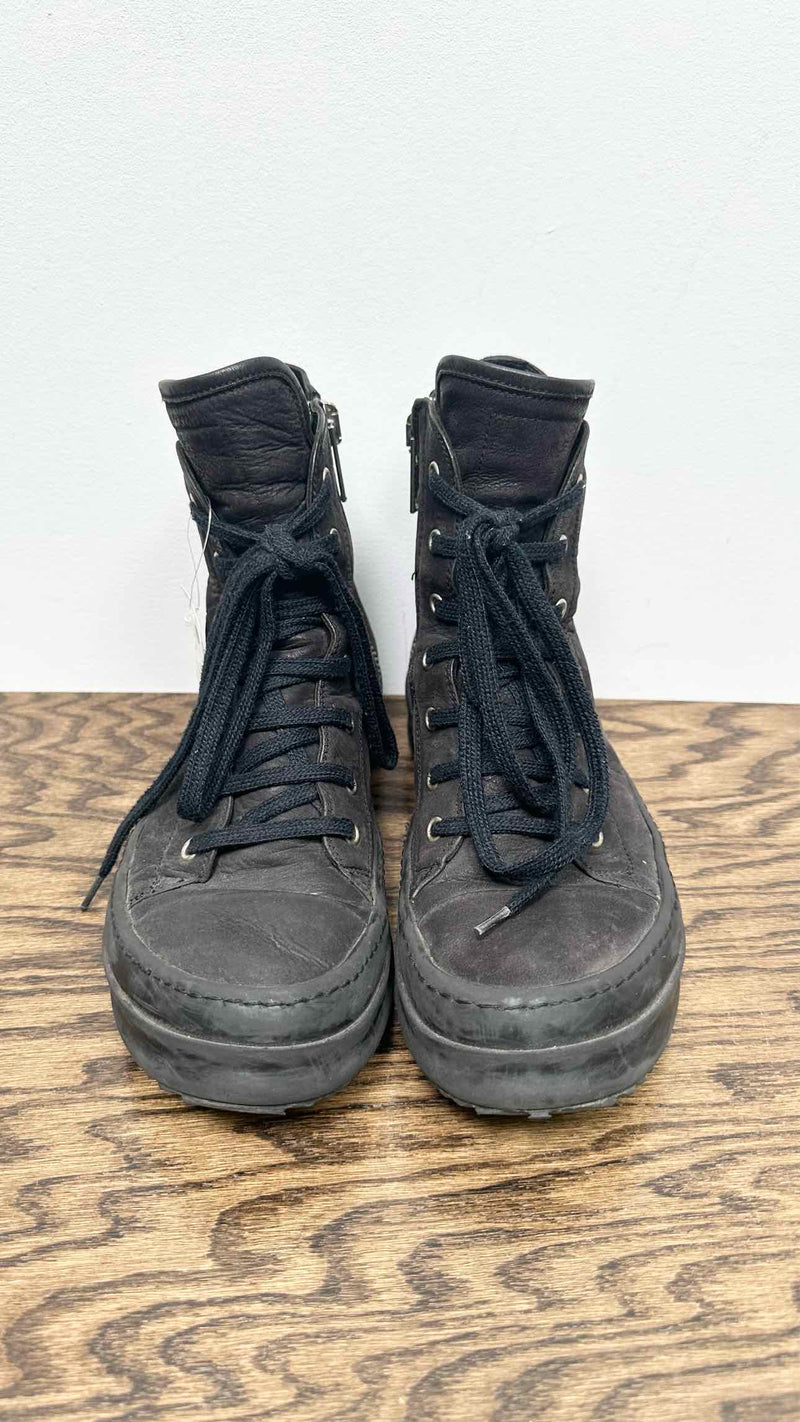 Rick Owens Agstreat Sole Leather High Sneakers