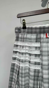 Thom Browne Pleated Asymmetrical Plaid Mini Skirt