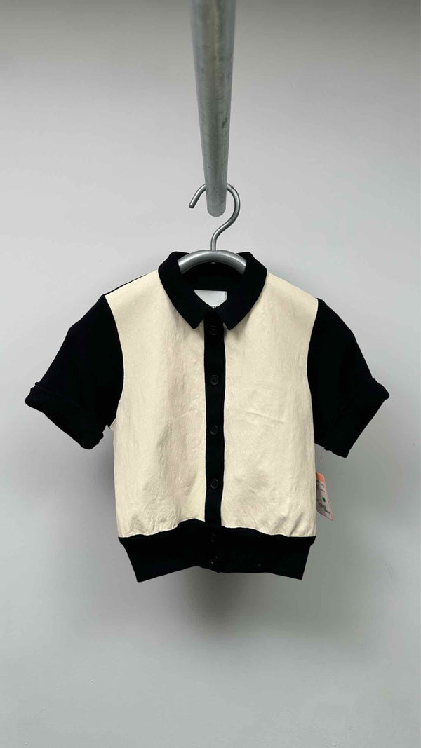 Orseund Iris S/S Front-leather Knit Top