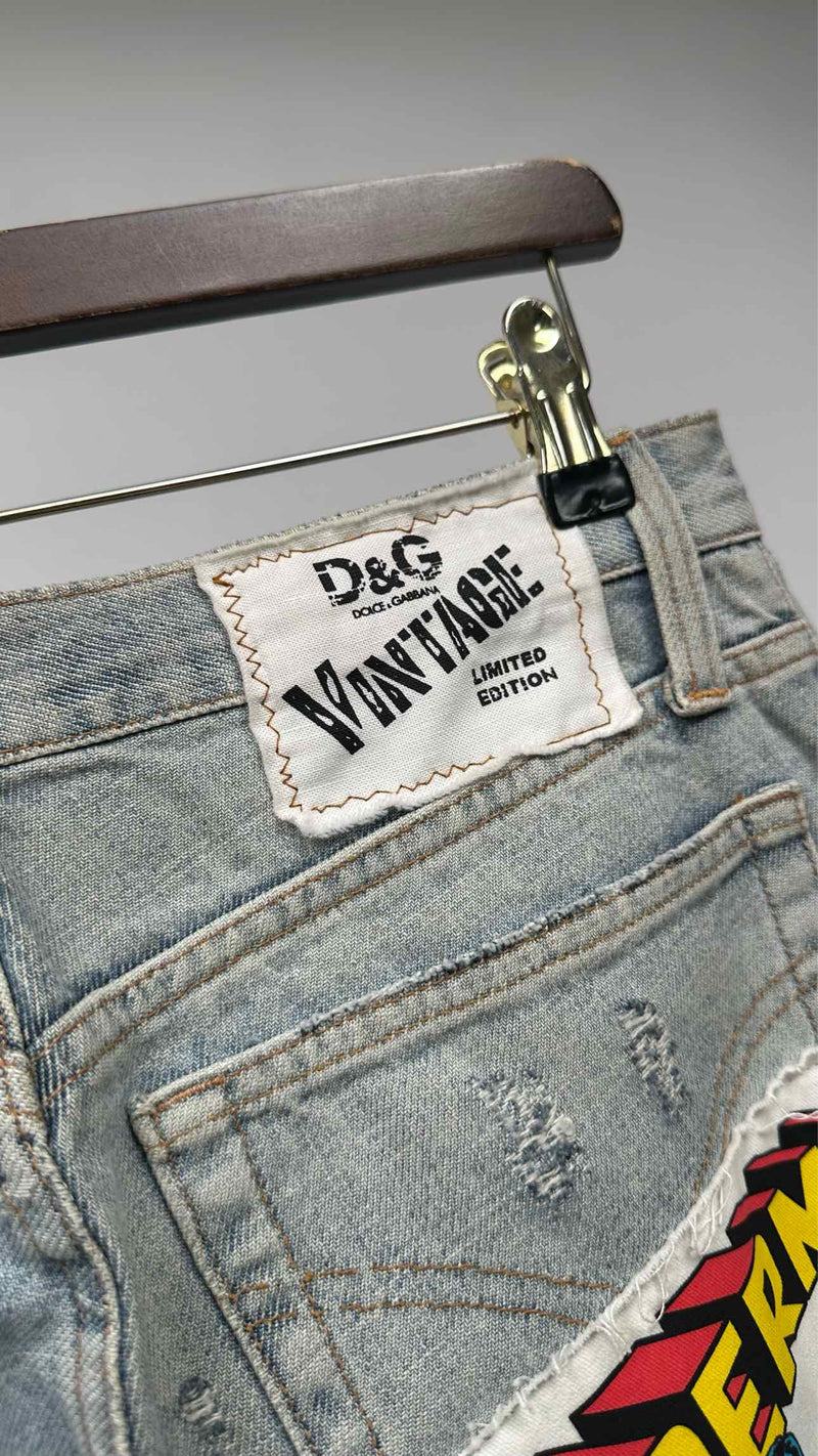 Dolce & Gabbana X DC Comics Distressed Superman Patch Jeans