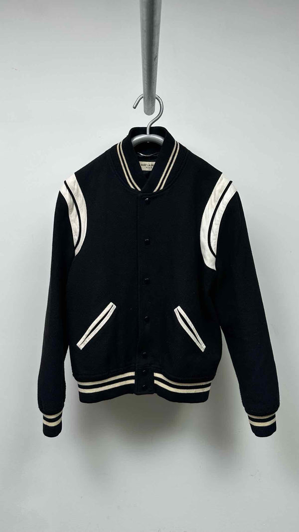 Saint Laurent Leather-trim Teddy Varsity Jacket