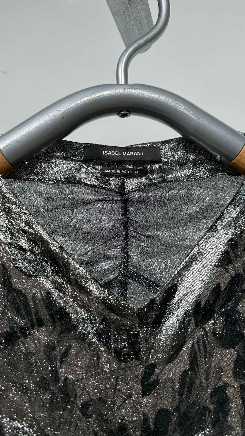 Isabel Marant L/S Floral Glitter Gathered Top