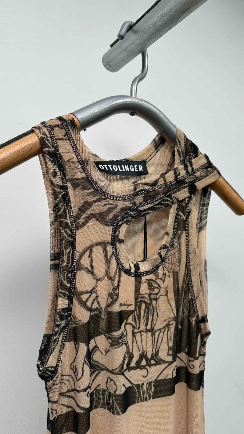 OTTOLINGER N/S Printed Mesh Tank Maxi Dress