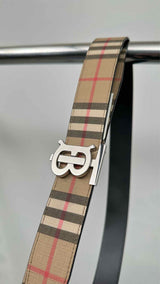 Burberry Reversible Plaid Leather Belt