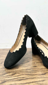 ChloÃ© Scalloped Trim Suede Pumps