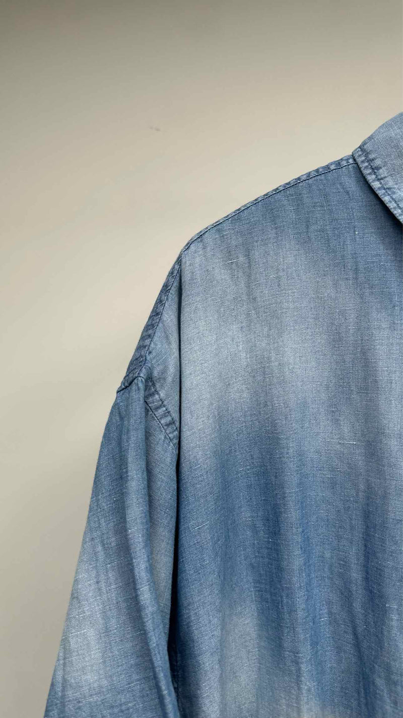 Acne Studios Back Logo Stamp Denim Linen Shirt