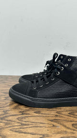 Chanel CC Logo Suede Mesh High-Top Sneakers