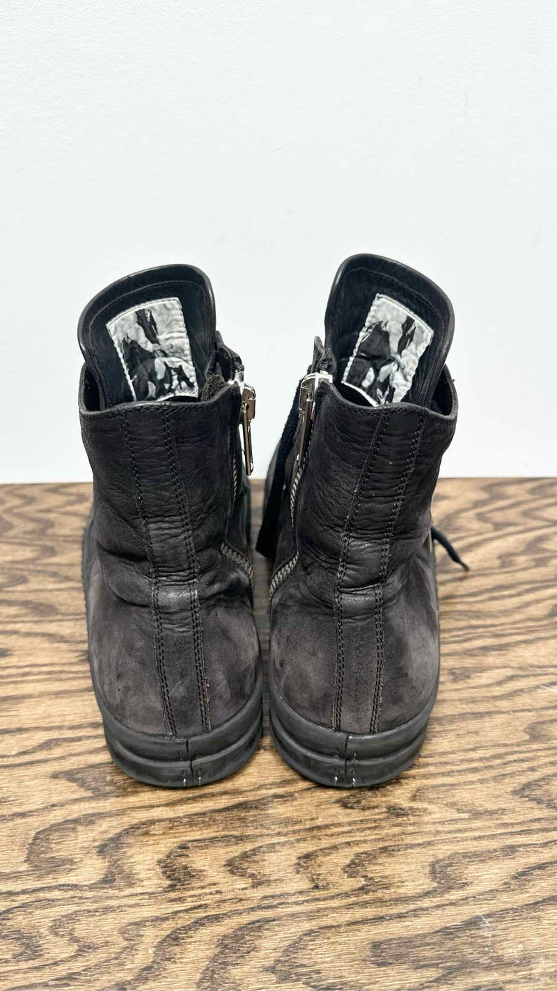 Rick Owens Agstreat Sole Leather High Sneakers