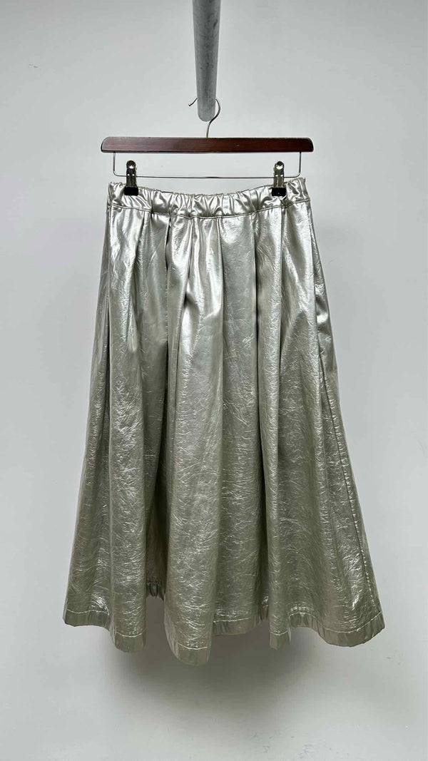 Comme Des Garcons Faux-Leather Pleated Wide Skirt