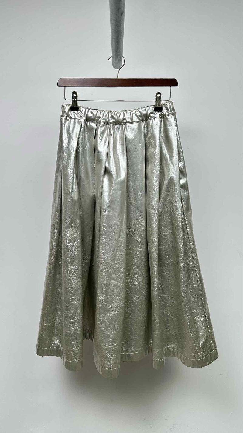 Comme Des Garcons Faux-Leather Pleated Wide Skirt