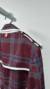 Thom Browne Double-Breats Plaid Trech Coat