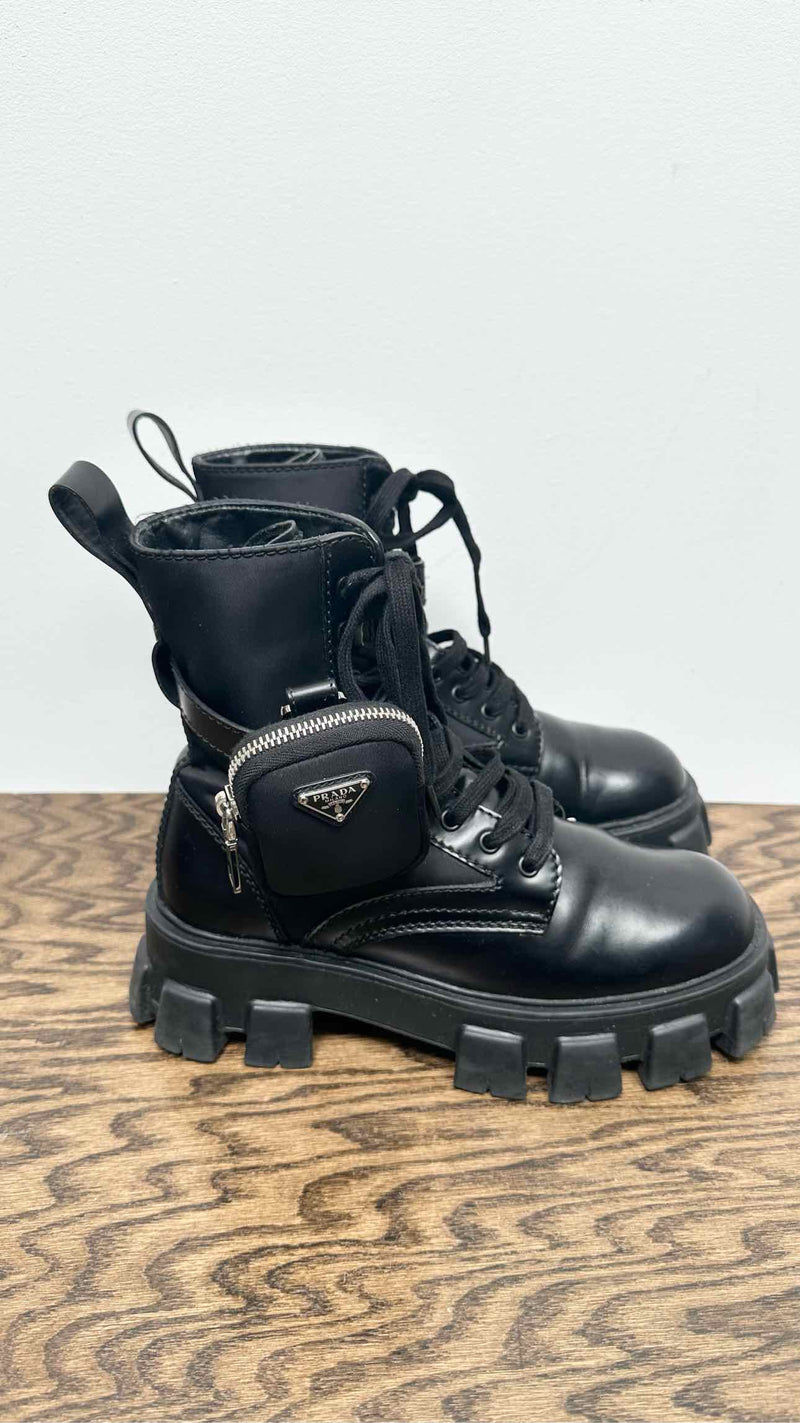 PRADA Monolith Brushed Leather Boots