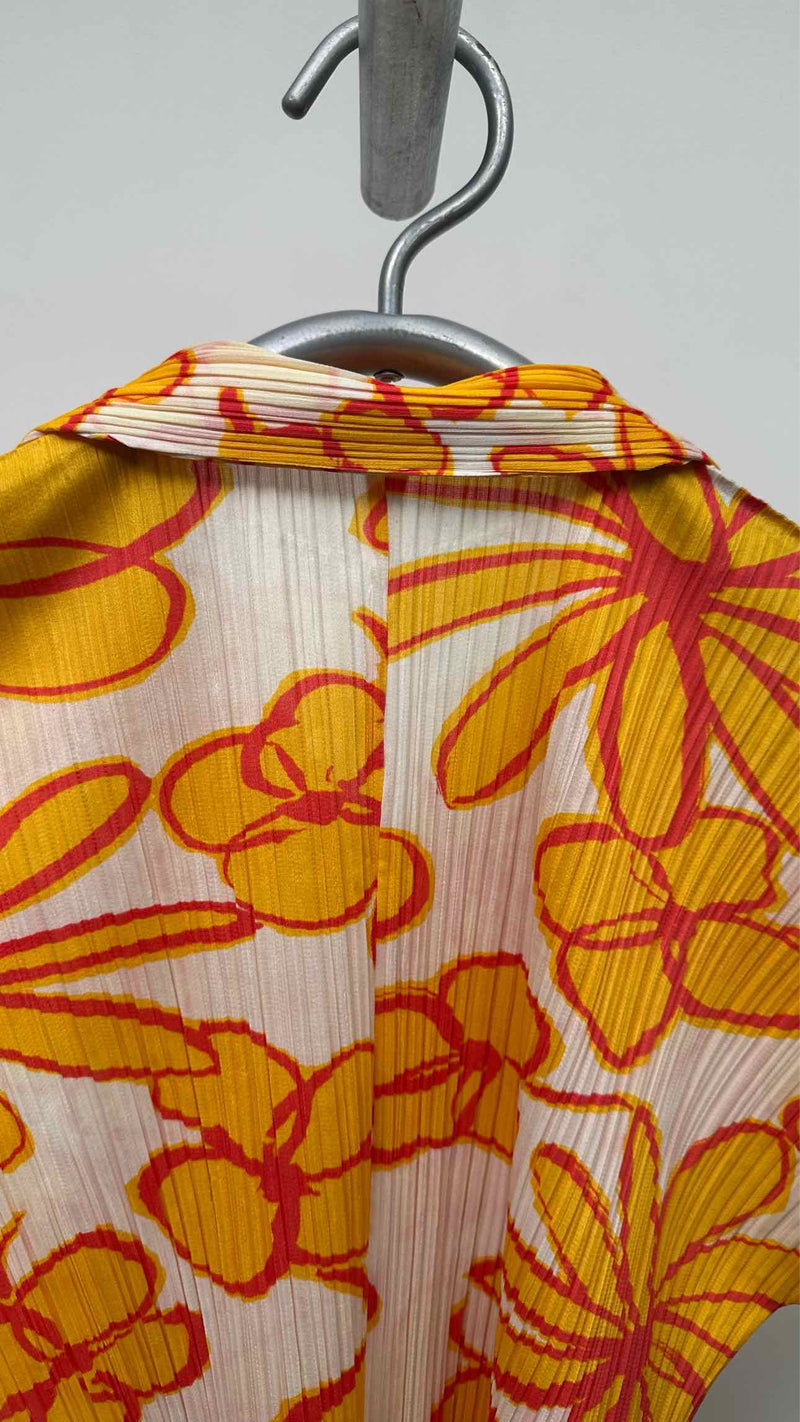 Pleats Please Floral Pleated  Shirt