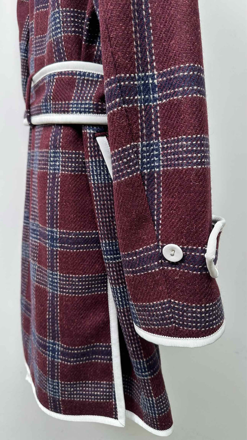 Thom Browne Double-Breats Plaid Trech Coat