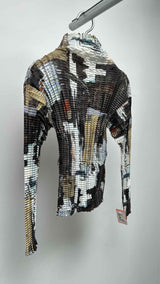 Issey Miyake L/S High-neck Printed Stretch-pleated Top