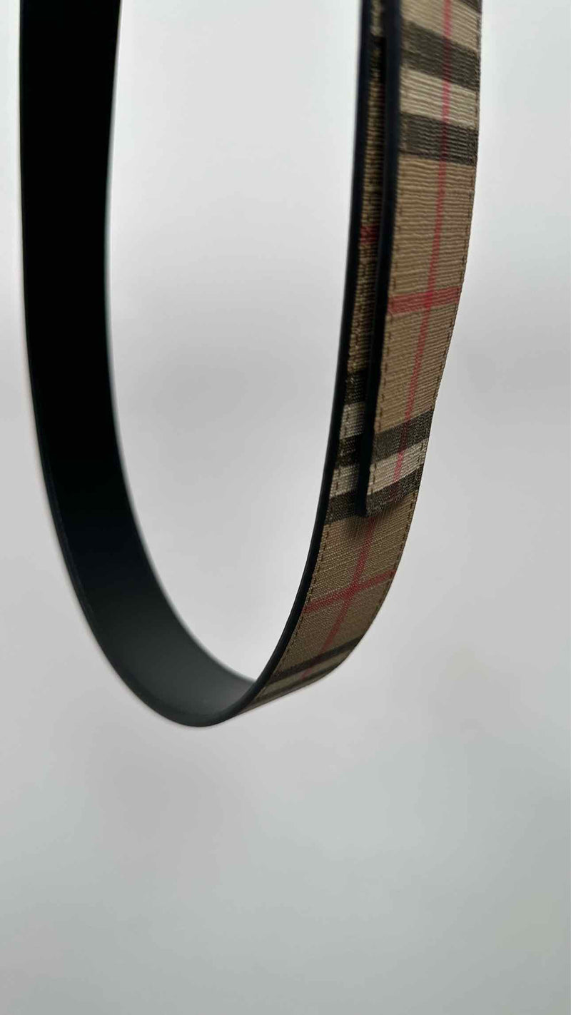 Burberry Reversible Plaid Leather Belt