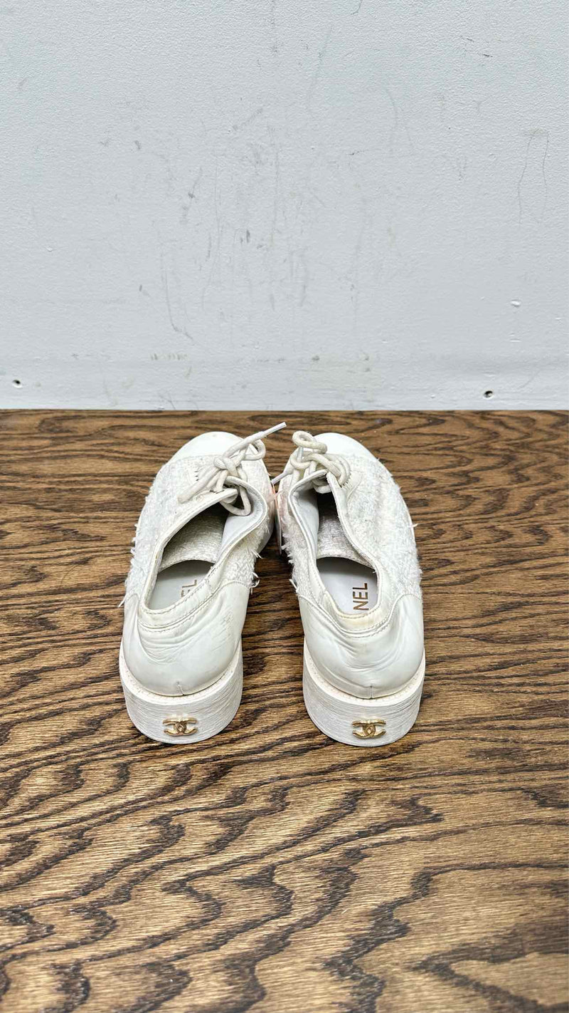 Chanel Tweed Patent Leather Sneakers