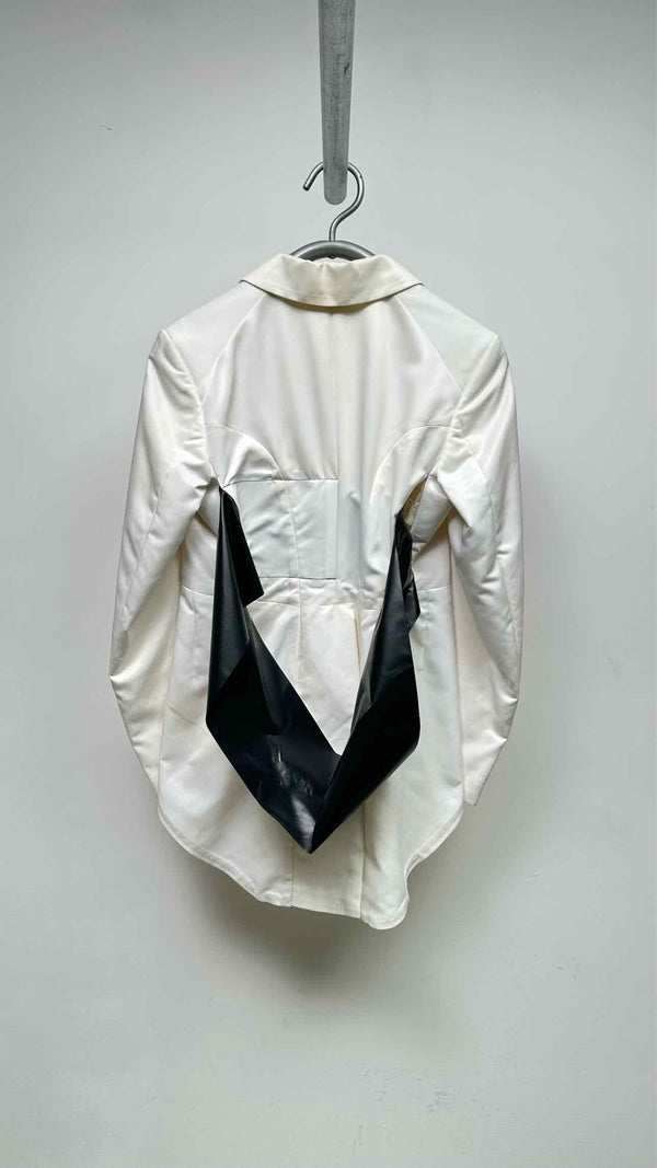 Comme Des Garcons Belt-datailed Tow-tone Tuxede Jacket