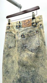Vaquera Distressed Maxi Denim Skirt