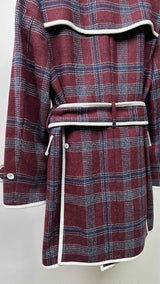 Thom Browne Double-Breats Plaid Trech Coat