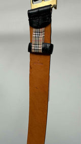 Burberry B-Buckle Croco-Embossed Leather Belt