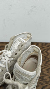 Chanel CC Logo Suede Mesh High-Top Sneakers