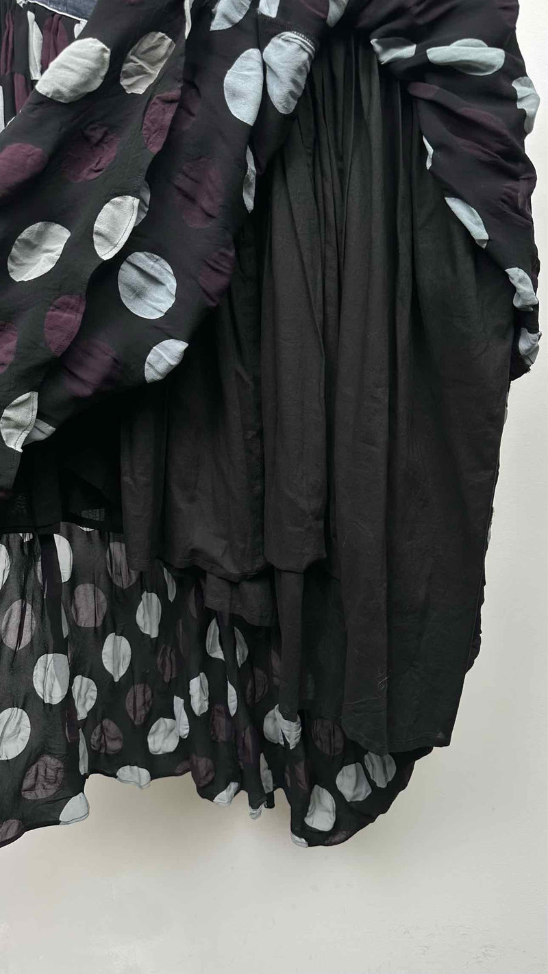 Y's Asymmetrical Polka-dot Layered Skirt