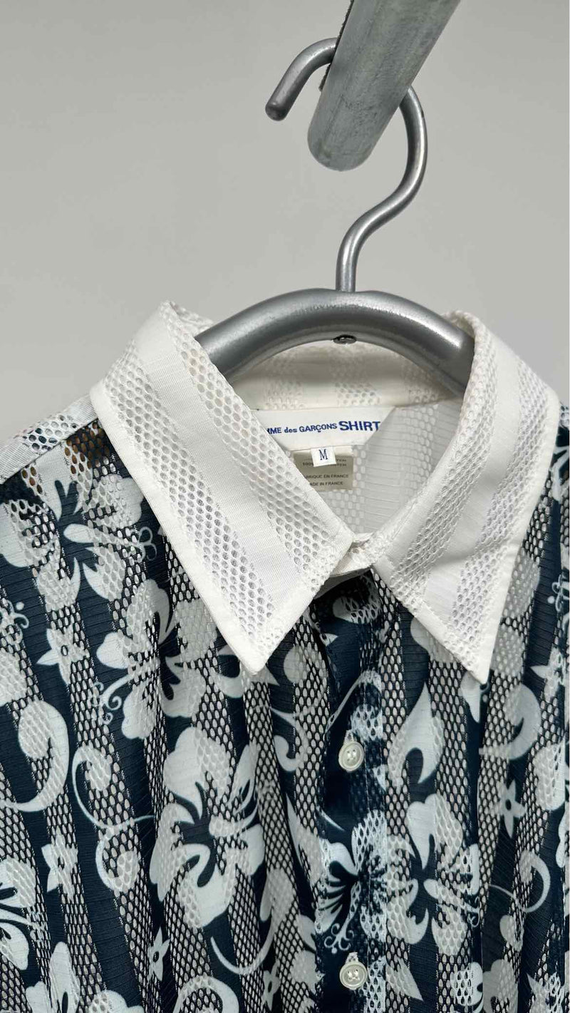 Comme Des Garçons Shirt S/S Floral Mesh Shirt