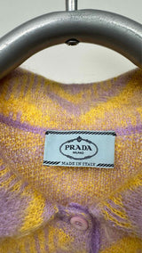 PRADA Geometric Mohair Oversized Knit Polo Sweater