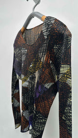 Pleats Please L/S Geometric Printed Pleated Top