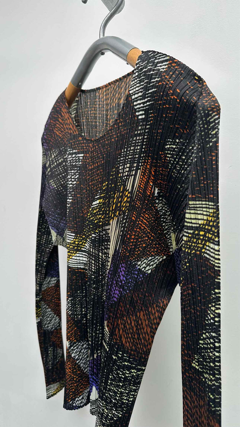 Pleats Please L/S Geometric Printed Pleated Top